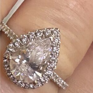 Pear diamond halo ring white gold